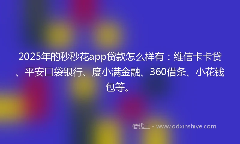 2025年的秒秒花app贷款怎么样有：维信卡卡贷、平安口袋银行、度小满金融、360借条、小花钱包等。