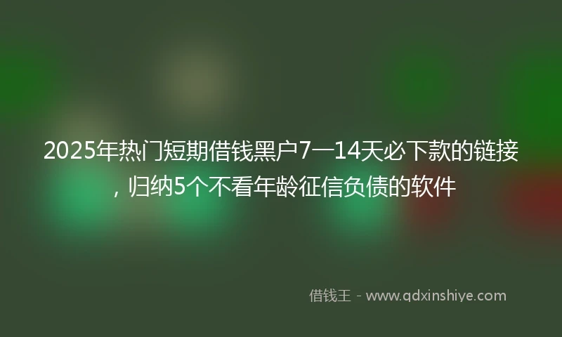 2025年热门短期借钱黑户7一14天必下款的链接，归纳5个不看年龄征信负债的软件