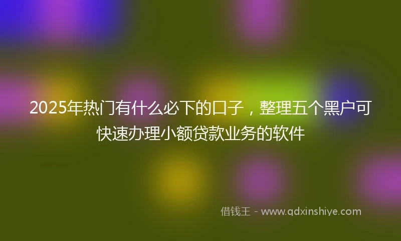 2025年热门有什么必下的口子，整理五个黑户可快速办理小额贷款业务的软件