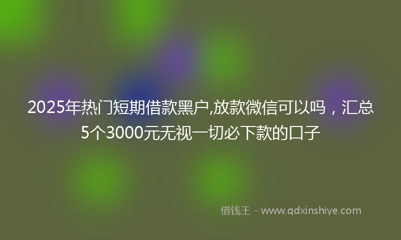 2025年热门短期借款黑户,放款微信可以吗，汇总5个3000元无视一切必下款的口子