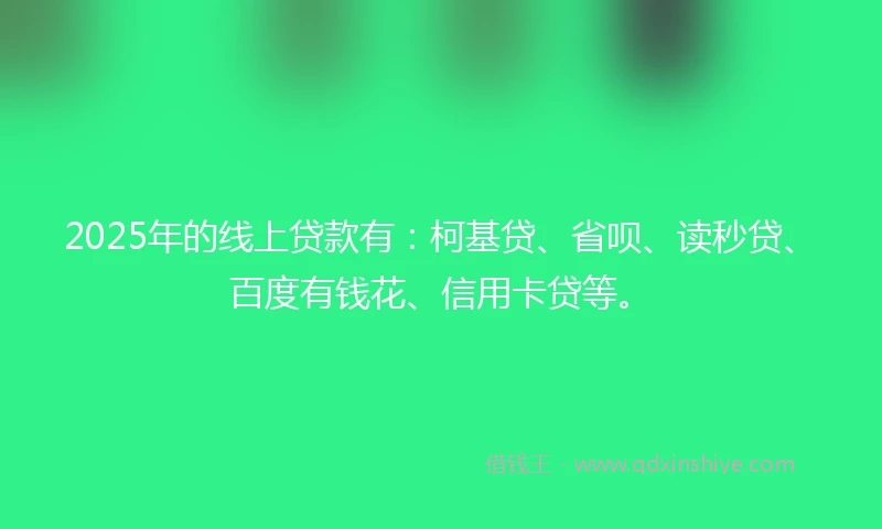 2025年的线上贷款有：柯基贷、省呗、读秒贷、百度有钱花、信用卡贷等。