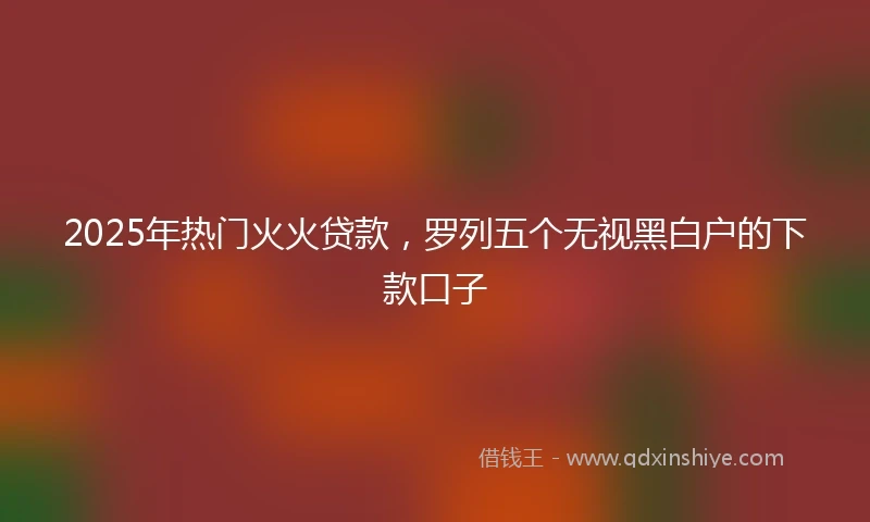 2025年热门火火贷款，罗列五个无视黑白户的下款口子