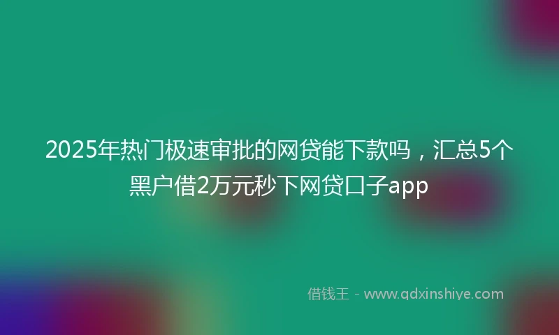 2025年热门极速审批的网贷能下款吗，汇总5个黑户借2万元秒下网贷口子app