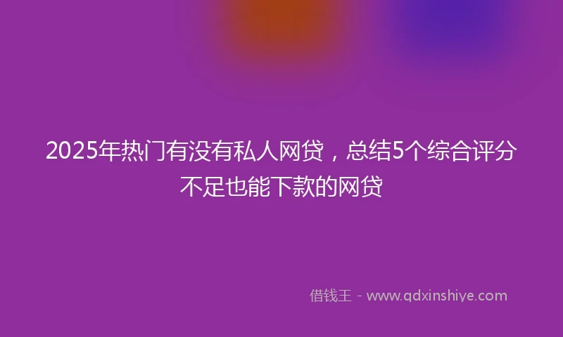 2025年热门有没有私人网贷，总结5个综合评分不足也能下款的网贷