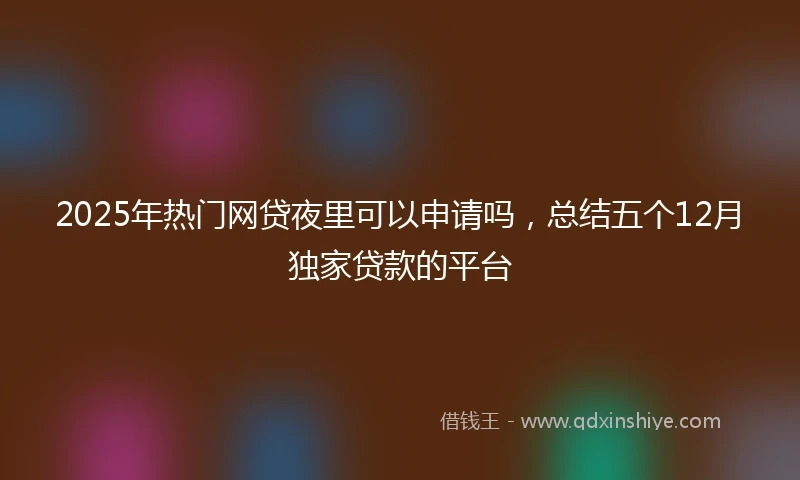 2025年热门网贷夜里可以申请吗，总结五个12月独家贷款的平台