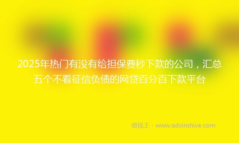 2025年热门有没有给担保费秒下款的公司，汇总五个不看征信负债的网贷百分百下款平台