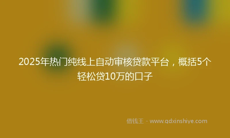 2025年热门纯线上自动审核贷款平台，概括5个轻松贷10万的口子