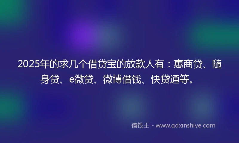 2025年的求几个借贷宝的放款人有：惠商贷、随身贷、e微贷、微博借钱、快贷通等。