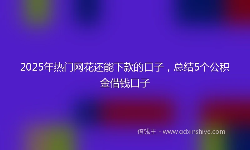 2025年热门网花还能下款的口子，总结5个公积金借钱口子