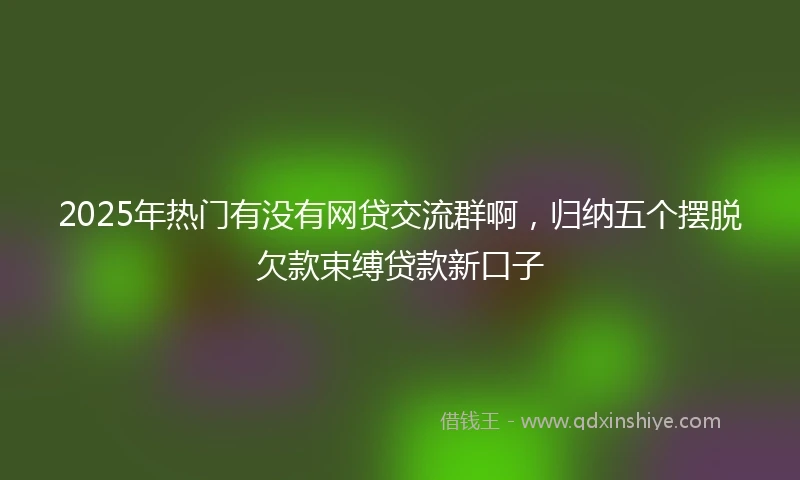 2025年热门有没有网贷交流群啊，归纳五个摆脱欠款束缚贷款新口子