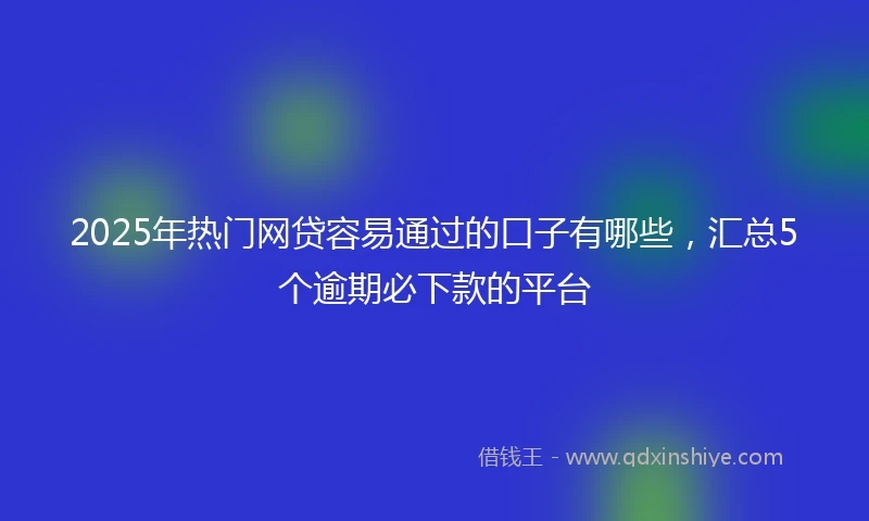 2025年热门网贷容易通过的口子有哪些，汇总5个逾期必下款的平台