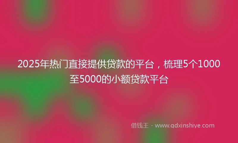 2025年热门直接提供贷款的平台，梳理5个1000至5000的小额贷款平台
