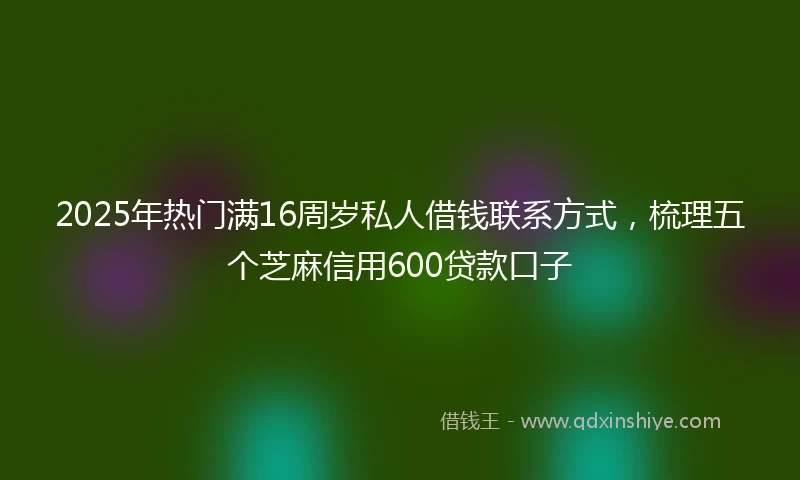 2025年热门满16周岁私人借钱联系方式，梳理五个芝麻信用600贷款口子
