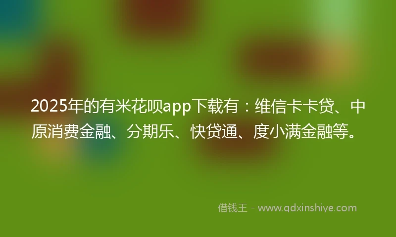 2025年的有米花呗app下载有：维信卡卡贷、中原消费金融、分期乐、快贷通、度小满金融等。