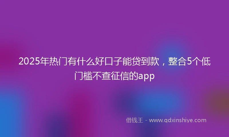 2025年热门有什么好口子能贷到款，整合5个低门槛不查征信的app