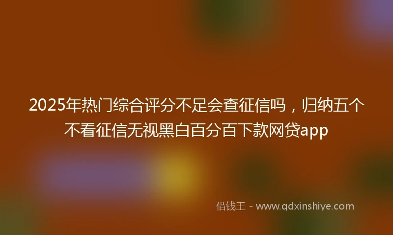 2025年热门综合评分不足会查征信吗，归纳五个不看征信无视黑白百分百下款网贷app