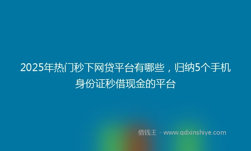 2025年热门秒下网贷平台有哪些，归纳5个手机身份证秒借现金的平台