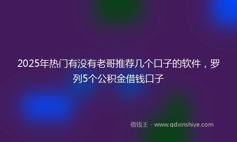 2025年热门有没有老哥推荐几个口子的软件，罗列5个公积金借钱口子