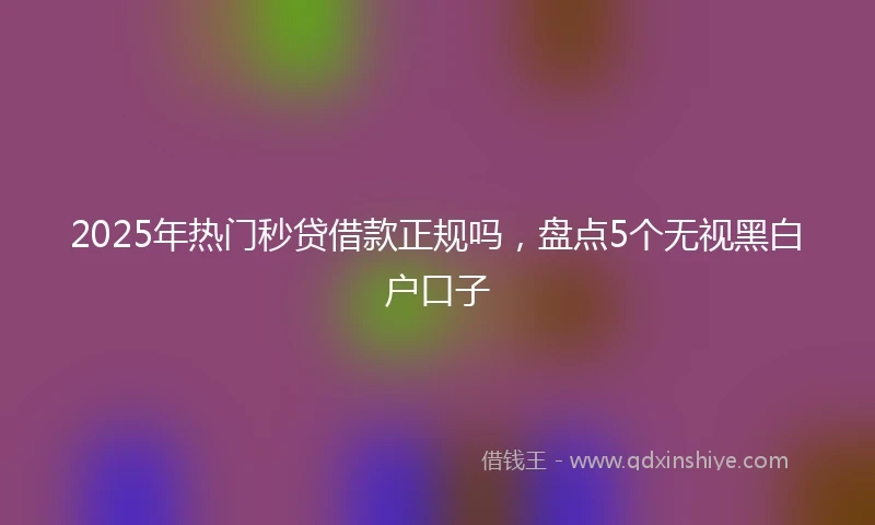 2025年热门秒贷借款正规吗，盘点5个无视黑白户口子