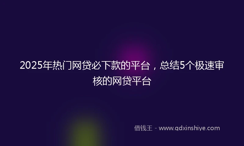 2025年热门网贷必下款的平台，总结5个极速审核的网贷平台