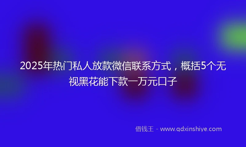 2025年热门私人放款微信联系方式，概括5个无视黑花能下款一万元口子