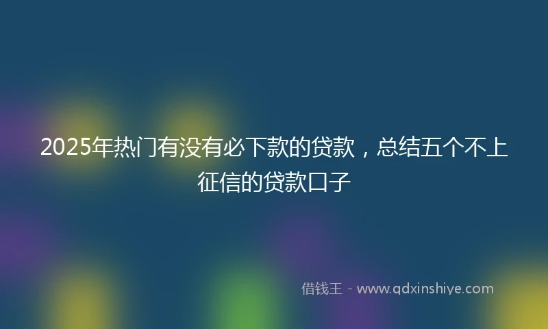 2025年热门有没有必下款的贷款，总结五个不上征信的贷款口子