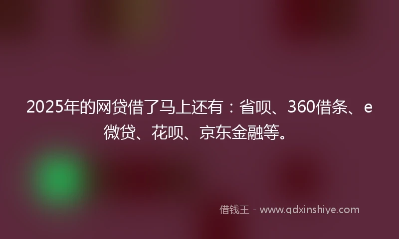 2025年的网贷借了马上还有：省呗、360借条、e微贷、花呗、京东金融等。