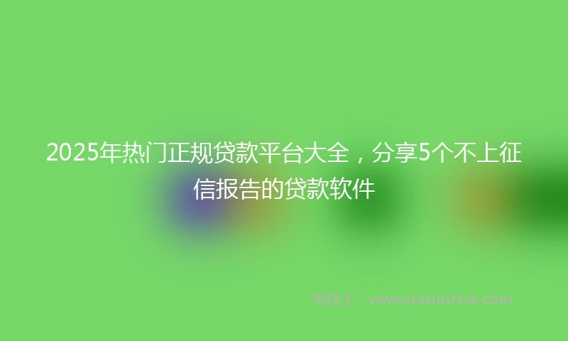 2025年热门正规贷款平台大全，分享5个不上征信报告的贷款软件