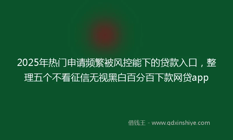 2025年热门申请频繁被风控能下的贷款入口，整理五个不看征信无视黑白百分百下款网贷app