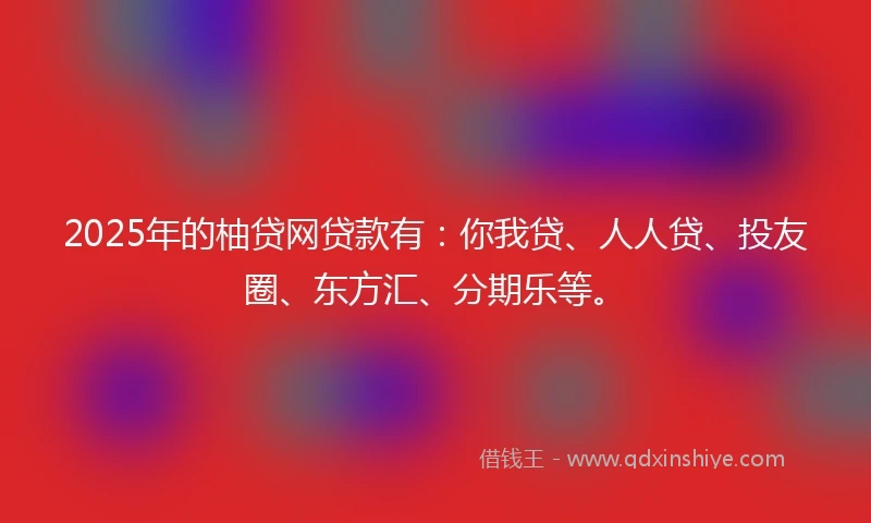 2025年的柚贷网贷款有：你我贷、人人贷、投友圈、东方汇、分期乐等。
