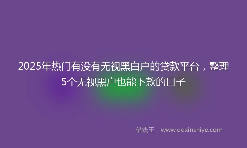 2025年热门有没有无视黑白户的贷款平台，整理5个无视黑户也能下款的口子