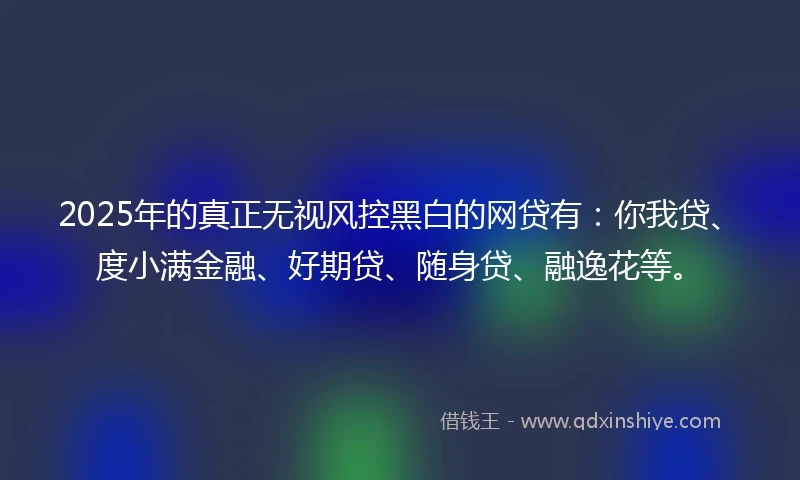 2025年的真正无视风控黑白的网贷有：你我贷、度小满金融、好期贷、随身贷、融逸花等。