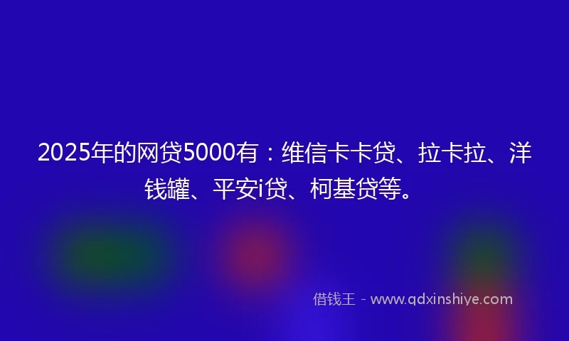 2025年的网贷5000有：维信卡卡贷、拉卡拉、洋钱罐、平安i贷、柯基贷等。