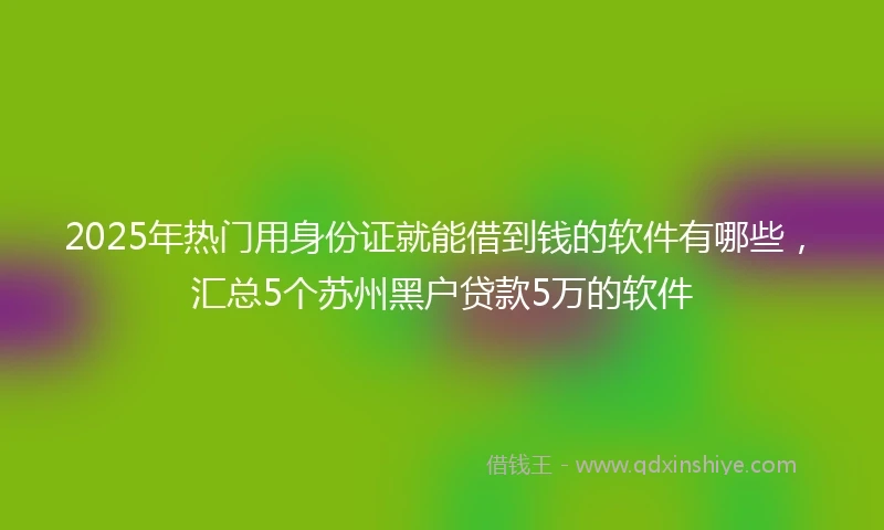 2025年热门用身份证就能借到钱的软件有哪些，汇总5个苏州黑户贷款5万的软件