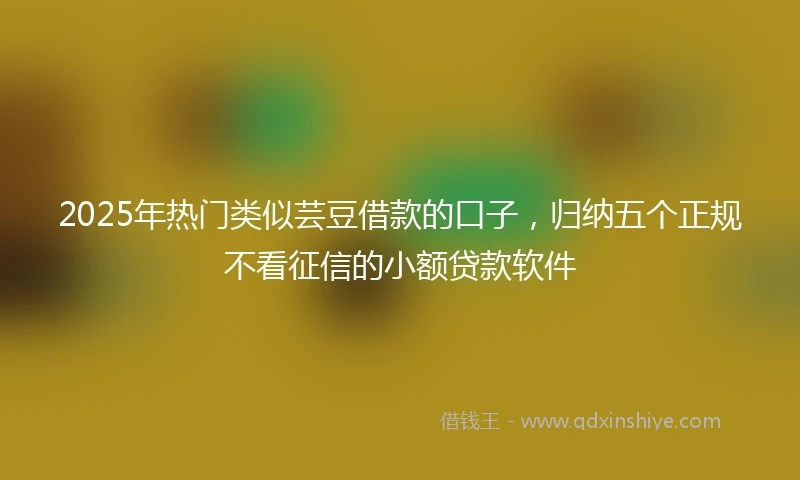 2025年热门类似芸豆借款的口子，归纳五个正规不看征信的小额贷款软件