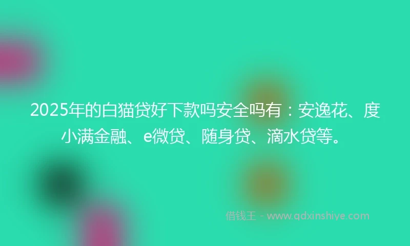 2025年的白猫贷好下款吗安全吗有：安逸花、度小满金融、e微贷、随身贷、滴水贷等。
