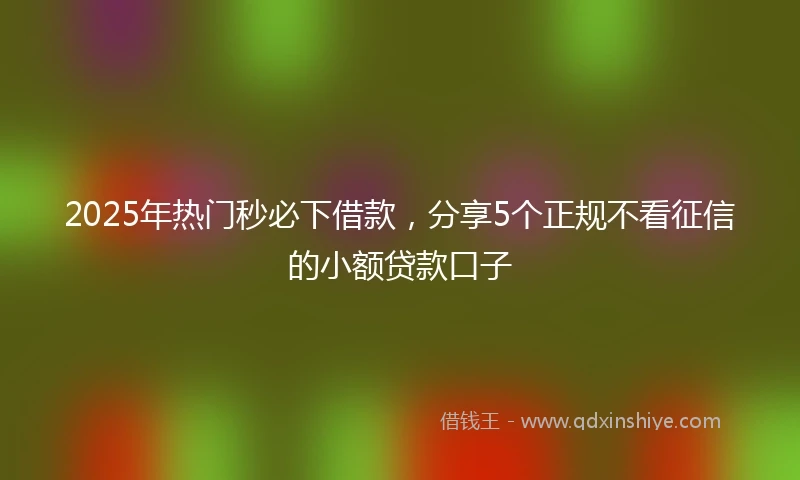 2025年热门秒必下借款，分享5个正规不看征信的小额贷款口子
