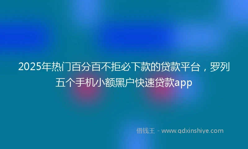 2025年热门百分百不拒必下款的贷款平台，罗列五个手机小额黑户快速贷款app