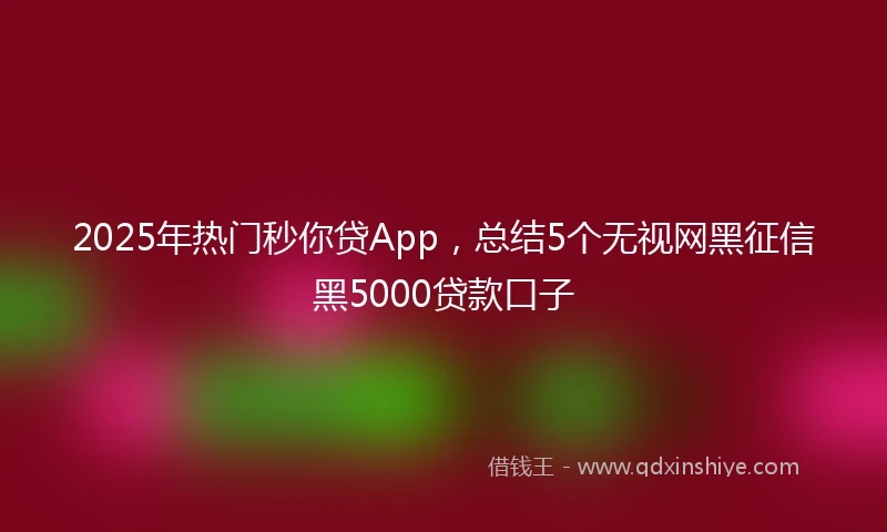 2025年热门秒你贷App，总结5个无视网黑征信黑5000贷款口子