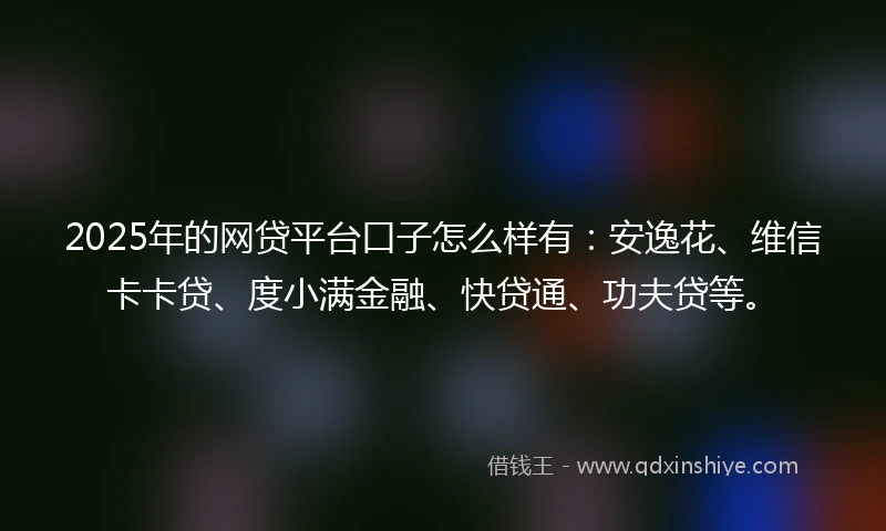 2025年的网贷平台口子怎么样有：安逸花、维信卡卡贷、度小满金融、快贷通、功夫贷等。