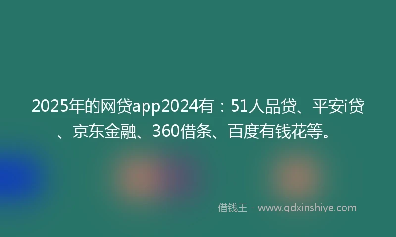 2025年的网贷app2024有：51人品贷、平安i贷、京东金融、360借条、百度有钱花等。