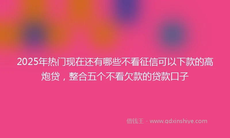 2025年热门现在还有哪些不看征信可以下款的高炮贷，整合五个不看欠款的贷款口子