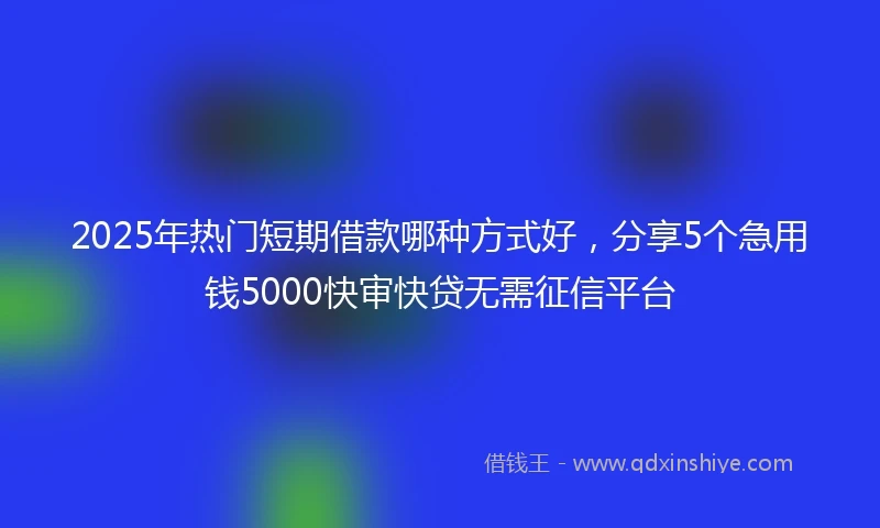2025年热门短期借款哪种方式好，分享5个急用钱5000快审快贷无需征信平台