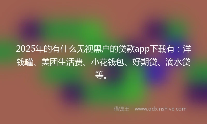 2025年的有什么无视黑户的贷款app下载有：洋钱罐、美团生活费、小花钱包、好期贷、滴水贷等。