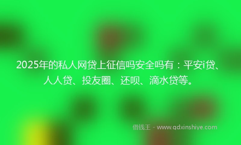 2025年的私人网贷上征信吗安全吗有：平安i贷、人人贷、投友圈、还呗、滴水贷等。