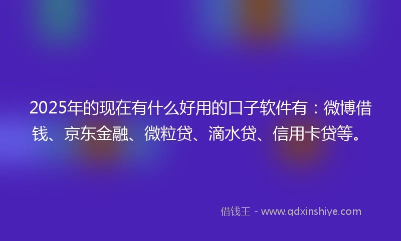 2025年的现在有什么好用的口子软件有：微博借钱、京东金融、微粒贷、滴水贷、信用卡贷等。