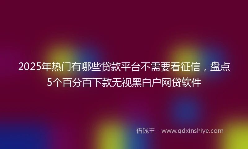 2025年热门有哪些贷款平台不需要看征信，盘点5个百分百下款无视黑白户网贷软件