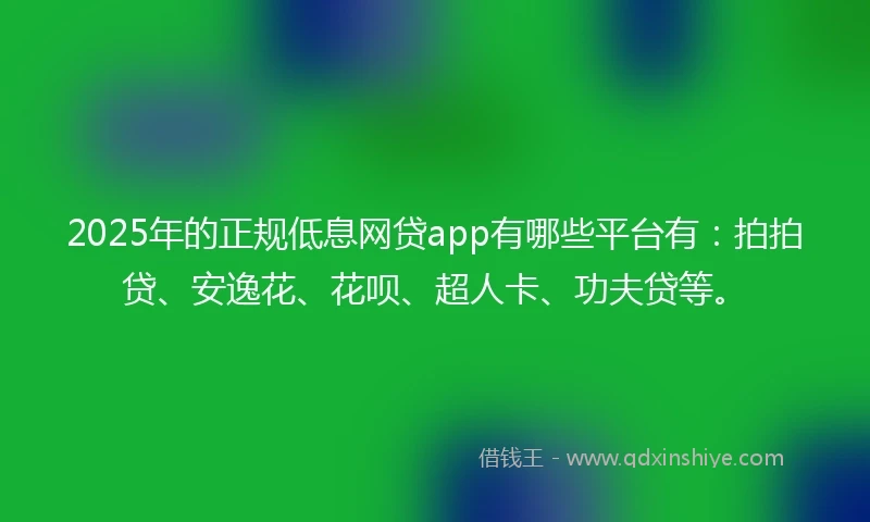 2025年的正规低息网贷app有哪些平台有：拍拍贷、安逸花、花呗、超人卡、功夫贷等。