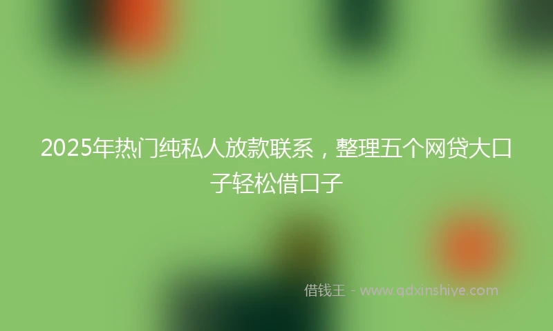 2025年热门纯私人放款联系，整理五个网贷大口子轻松借口子
