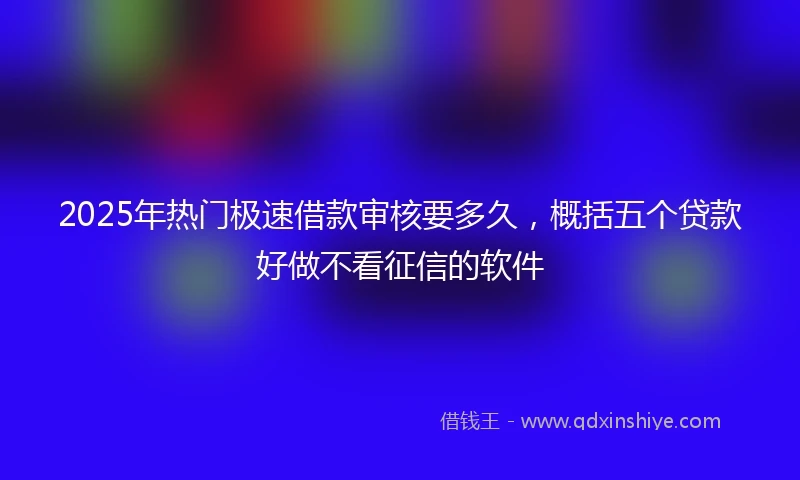 2025年热门极速借款审核要多久，概括五个贷款好做不看征信的软件